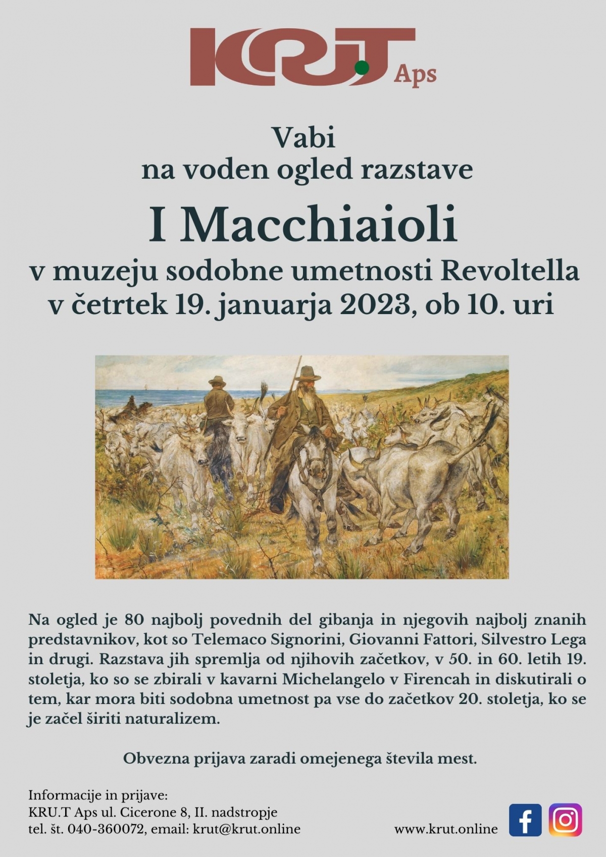 Voden ogled razstave I Macchiaioli v četrtek, 19. januarja ob 10. uri
